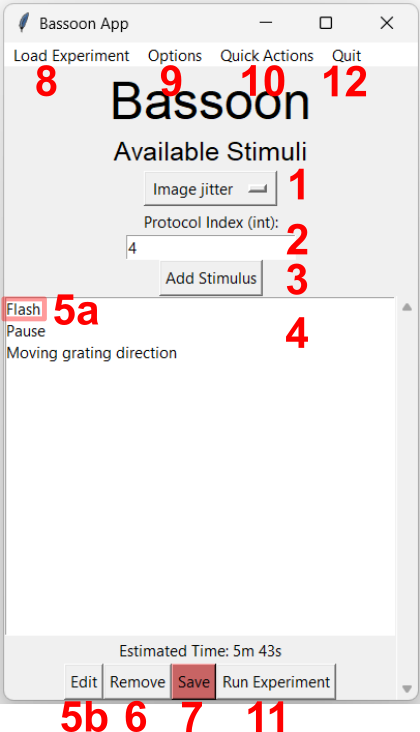 Bassoon Main Window With Labeled Buttons